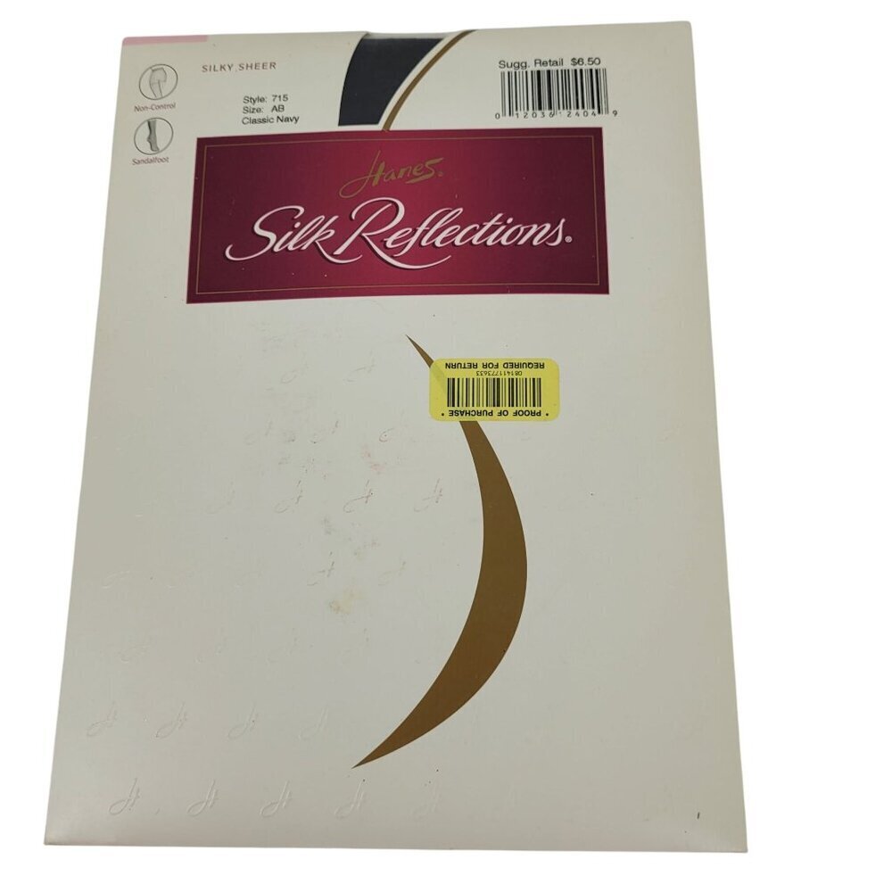 Vintage Hanes Silk Reflections Navy Blue Pantyhose - Picture 1 of 4